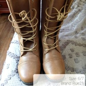 Tan Lace Up Boots